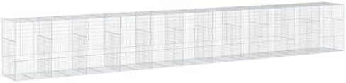 vidaXL Gabion Basket with Cover 433.1"x39.4"x59.1" Galvanized Iron - Image 7