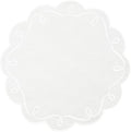 16.5 Inch Ribbon Twirl Embroidery Round Placemats Set of 4, Scalloped Round Table Mats for Party Kitchen Dining Decoration, White by OPEXSCAL