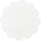 16.5 Inch Ribbon Twirl Embroidery Round Placemats Set of 4, Scalloped Round Table Mats for Party Kitchen Dining Decoration, White by OPEXSCAL