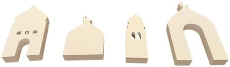 4-Pcs Masjid & Minar Decor Set (5"–7") — Elegant Contemporary Islamic Home Accent & Arabian Style Table Decor (White) - Image 4