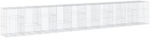 vidaXL Gabion Basket with Cover 393.7"x39.4"x59.1" Galvanized Iron - Image 7