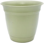 The HC Companies Eclipse Round Planter with Saucer - Outdoor & Indoor Plant Pot with Drainage Holes - Lightweight, UV-Resistant Plastic Pots for Plants, Flowers & Herbs (8" Seafoam, Pack of 1) by TheHCCompanies