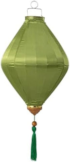 EYPKPL Chinese Lantern Oval Silk Lantern Traditional Oriental Hanging Lantern with Tassel Vietnamese Lantern Chinese Festive Satin Lantern(Grass Green,12 Inch) by EYPKPL