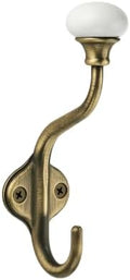 CHIVS Coat Hooks- 5 Pack Matte Brass Brushed Wall Hooks, Ceramic Coat Hooks, Decorative Wall Mounted Towel Hanger, zinc Double Prong Hook for Hanging Clothes, Keys, Hats, Backpacks by CHIVS