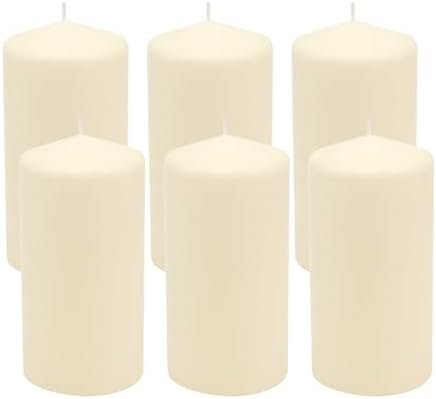 Stonebriar Unscented Pillar Candles – 65 Hour Burn Time, Long-Lasting Wax Candles for Weddings, Holidays, Home Décor & Special Events, Pack of 6, Ivory, 3" x 6" by StonebriarCollection