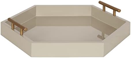 Kate and Laurel Lipton Modern Hexagon Tray; 18 x 18; Sand; Midcentury Decorative Serving Tray for Storage and Display by KateandLaurel