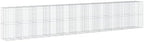 vidaXL Gabion Basket with Cover - Galvanized Iron Wire Garden Cage Retaining Wall - 433.1"x39.4"x78.7" - Silver by vidaXL