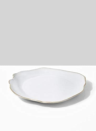 Serene Spaces Living Set of 2 Medium Free-Form Edge Glazed Ceramic Plate- Dinnerware for Vintage Weddings, Events, Measures 9" Long, 8" Wide and 1" Tall - Image 3