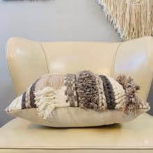 Handwoven Boho Throw Pillow Cover 18x18 Pillows for Sofa, Bed and Couch Decorative Knitted Pillow with Tassels Tufted Accents Cotton/Wool Home Decor, Limited Edition - Image 6