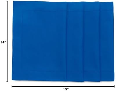 Solino Home Cotton Linen Placemats Blue Hemstitch, 14 x 19 in, Set of 4 - Image 5