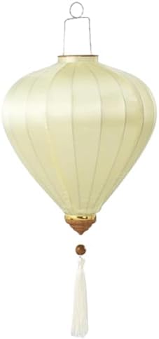 EYPKPL Cloth Lantern with Tassel Oval Silk Lantern Chinese New Year Lantern Japanese Vietnam Hanging Lantern Solid Color Chinese Lanterns(Beige,14 Inch) by EYPKPL