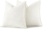 MIULEE Decorative Linen Cotton Euro Sham Pillow Covers 22x22 Inch Cream White - Image 6