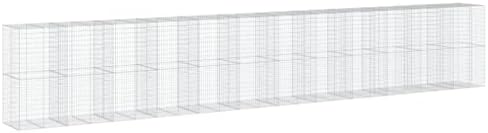 vidaXL Gabion Basket with Cover 472.4"x39.4"x78.7" Galvanized Iron - Image 7