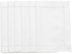Solino Home Cotton Linen Placemats White Hemstitch, 14 x 19 in, Set of 6 by SolinoHome