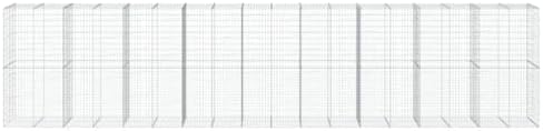 vidaXL Gabion Basket with Cover - Galvanized Iron, 354.3"x39.4"x78.7" for Landscaping & Outdoor Decoration - Image 4