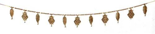 Door Wall Hanging Toran Bandanwar Indian Traditional Good Luck Charm Decoration & Gift Idea for Home Office Temple Pooja Festival Decorations Home Decor Items( with Shubh Labh Mango Leaf)(Size:-40'') - Image 2