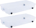 Rubbermaid 68 Quart Under the Bed Low Profile Storage Boxes with Dual Hinged Lids and Easy Rolling Caster Wheels, Clear, 2 Pack by Rubbermaid