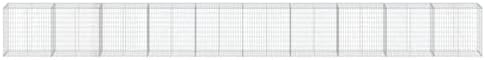 vidaXL Gabion Basket with Cover 393.7"x19.7"x39.4" Galvanized Iron - Image 5