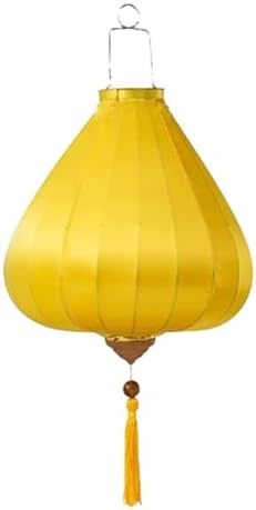 EYPKPL Oval Chinese Lantern Solid Color Silk Lantern Japanese Hanging Lantern Traditional Oriental Lantern with Tassel Vietnamese Lantern Lamp(Yellow,12 Inch) by EYPKPL