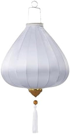 EYPKPL Oval Chinese Lantern Solid Color Silk Lantern Japanese Hanging Lantern Traditional Oriental Lantern with Tassel Vietnamese Lantern Lamp(White,14 Inch) by EYPKPL