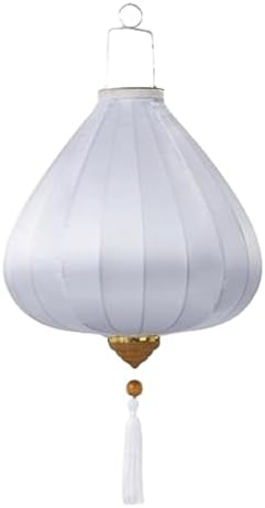 EYPKPL Oval Chinese Lantern Solid Color Silk Lantern Japanese Hanging Lantern Traditional Oriental Lantern with Tassel Vietnamese Lantern Lamp(White,14 Inch) by EYPKPL