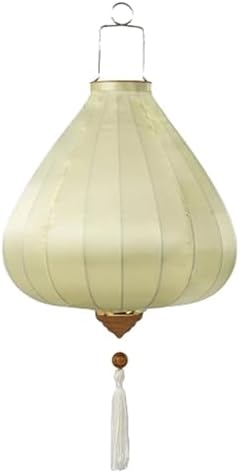 EYPKPL Oval Chinese Lantern Solid Color Silk Lantern Japanese Hanging Lantern Traditional Oriental Lantern with Tassel Vietnamese Lantern Lamp(Beige,12 Inch) by EYPKPL