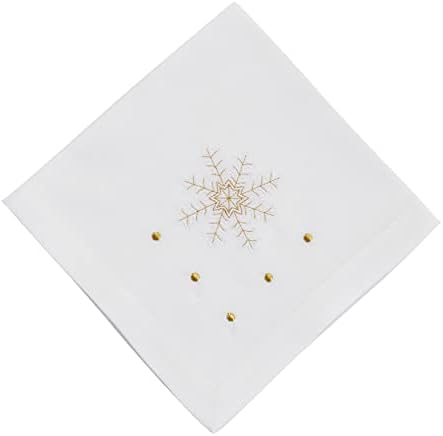 SARO LIFESTYLE Embroidered Snowflake Napkin (Set of 4) – Elegant Winter Holiday Table Linen for Christmas Dining & Seasonal Entertaining by SaroLifestyle