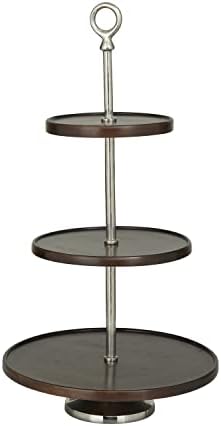 Deco 79 Modern Mango Wood Tiered Server, 14" x 14" x 25", Dark Brown - Image 5
