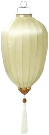 Chinese Lantern with Tassel Oval Silk Lantern Japanese Hanging Lantern Winter Melon-Shaped Lanterns Portable Chinese Paper Lanterns(Beige,20 Inch) by Unknown