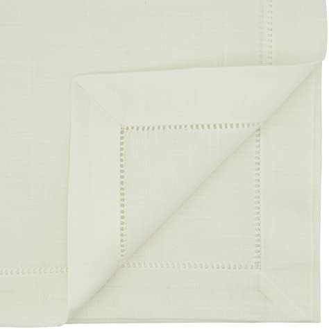 SARO LIFESTYLE Classic Hemstitch Tablecloth - Elegant Everyday Tablecloth with Textured Fabric and Hemstitched Border for Dining Tables and Formal Entertaining, 72"x72", Ivory - Image 2