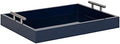 Kate and Laurel Lipton Modern Rectangular Tray, 16 x 12.25, Navy Blue and Silver, Decorative Accent Tray for Storage and Display by KateandLaurel