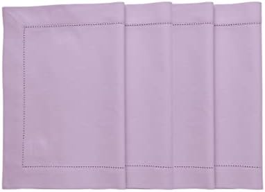 Solino Home Cotton Linen Placemats Lavender Hemstitch, 14 x 19 in, Set of 4 by SolinoHome