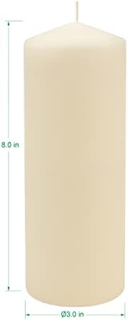 Stonebriar 80 Hour Long Burning Unscented Pillar Candles, 3x8, Ivory, 6 count - Image 6