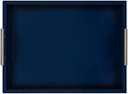 Kate and Laurel Lipton Modern Rectangular Tray, 16 x 12.25, Navy Blue and Silver, Decorative Accent Tray for Storage and Display - Image 6