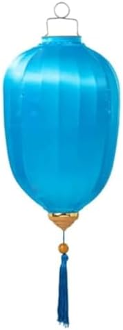 Chinese Lantern with Tassel Oval Silk Lantern Japanese Hanging Lantern Winter Melon-Shaped Lanterns Portable Chinese Paper Lanterns(Light Blue,20 Inch) by Unknown