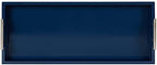 Kate and Laurel Lipton Narrow Decorative Tray; 10 x 24; Navy Blue and Silver; Chic Accent Tray for Display and Storage - Image 4