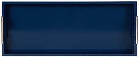 Kate and Laurel Lipton Narrow Decorative Tray; 10 x 24; Navy Blue and Silver; Chic Accent Tray for Display and Storage - Image 4