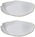 Serene Spaces Living Set of 2 Medium Free-Form Edge Glazed Ceramic Plate- Dinnerware for Vintage Weddings, Events, Measures 9" Long, 8" Wide and 1" Tall by SereneSpacesLiving