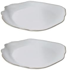 Serene Spaces Living Set of 2 Medium Free-Form Edge Glazed Ceramic Plate- Dinnerware for Vintage Weddings, Events, Measures 9" Long, 8" Wide and 1" Tall by SereneSpacesLiving