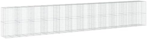 vidaXL Gabion Basket with Cover 472.4"x39.4"x78.7" Galvanized Iron by vidaXL