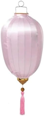 Chinese Lantern with Tassel Oval Silk Lantern Japanese Hanging Lantern Winter Melon-Shaped Lanterns Portable Chinese Paper Lanterns(Light Pink,20 Inch) by Unknown