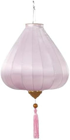 EYPKPL Oval Chinese Lantern Solid Color Silk Lantern Japanese Hanging Lantern Traditional Oriental Lantern with Tassel Vietnamese Lantern Lamp(Light Pink,14 Inch) by EYPKPL