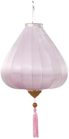 EYPKPL Oval Chinese Lantern Solid Color Silk Lantern Japanese Hanging Lantern Traditional Oriental Lantern with Tassel Vietnamese Lantern Lamp(Light Pink,14 Inch) by EYPKPL
