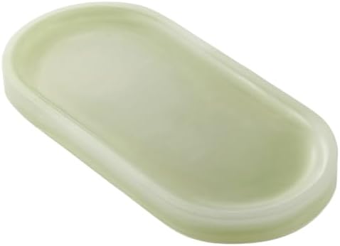 Natural Marble Decorative Tray, 9.8”x4.4”, Olive Green by Unknown