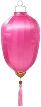 Chinese Lantern with Tassel Oval Silk Lantern Japanese Hanging Lantern Winter Melon-Shaped Lanterns Portable Chinese Paper Lanterns(Dark Pink,16 Inch) by Unknown