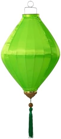 EYPKPL Chinese Lantern Oval Silk Lantern Traditional Oriental Hanging Lantern with Tassel Vietnamese Lantern Chinese Festive Satin Lantern(Bright Green,20 Inch) by EYPKPL