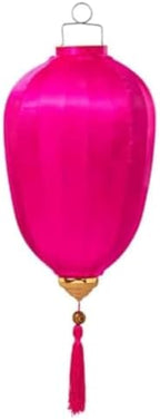 Chinese Lantern with Tassel Oval Silk Lantern Japanese Hanging Lantern Winter Melon-Shaped Lanterns Portable Chinese Paper Lanterns(Rose Red,16 Inch) by Unknown