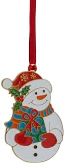 Wallace Wonders of Christmas Gold-Plated Enamel Ornament 2025-16th Edition Annual Collectible Series - Snowman Holiday Motif with Gift Box and Velvet Pouch - Image 5