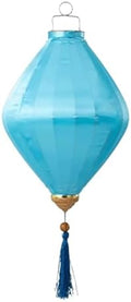 EYPKPL Chinese Lantern Oval Silk Lantern Traditional Oriental Hanging Lantern with Tassel Vietnamese Lantern Chinese Festive Satin Lantern(Light Blue,16 Inch) by EYPKPL