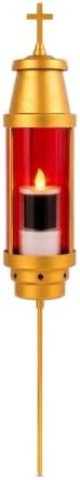 Cemetery Candle Holder for Grave, 33" Solar Cross Candle, Red by CreateLastingBrightforyourCreateLastingBrightforyourlover
